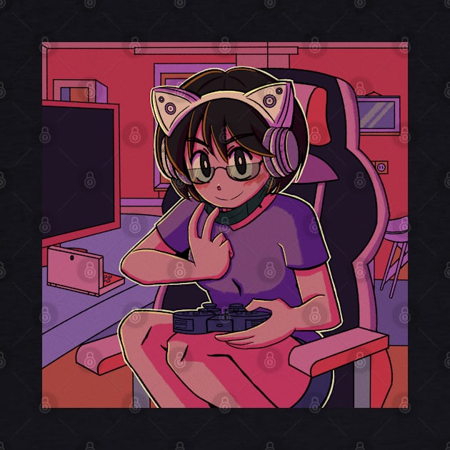 vaporwave aesthetic anime gamer girl by KinseiNoHime